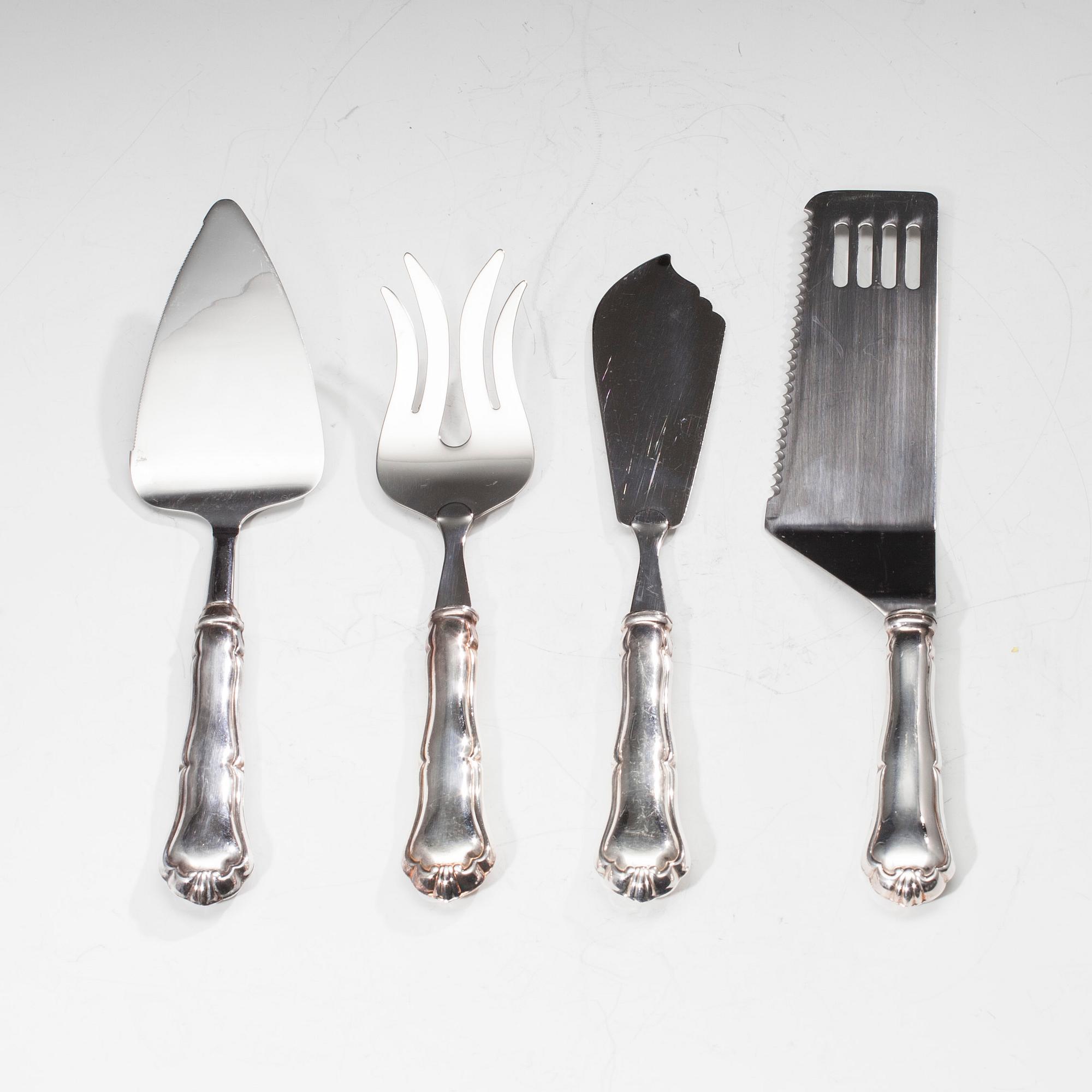BESTICK, 28 st. silver, Chippendale, finska stämplar 1900-talets slut. Vikt tot. 1049 g.