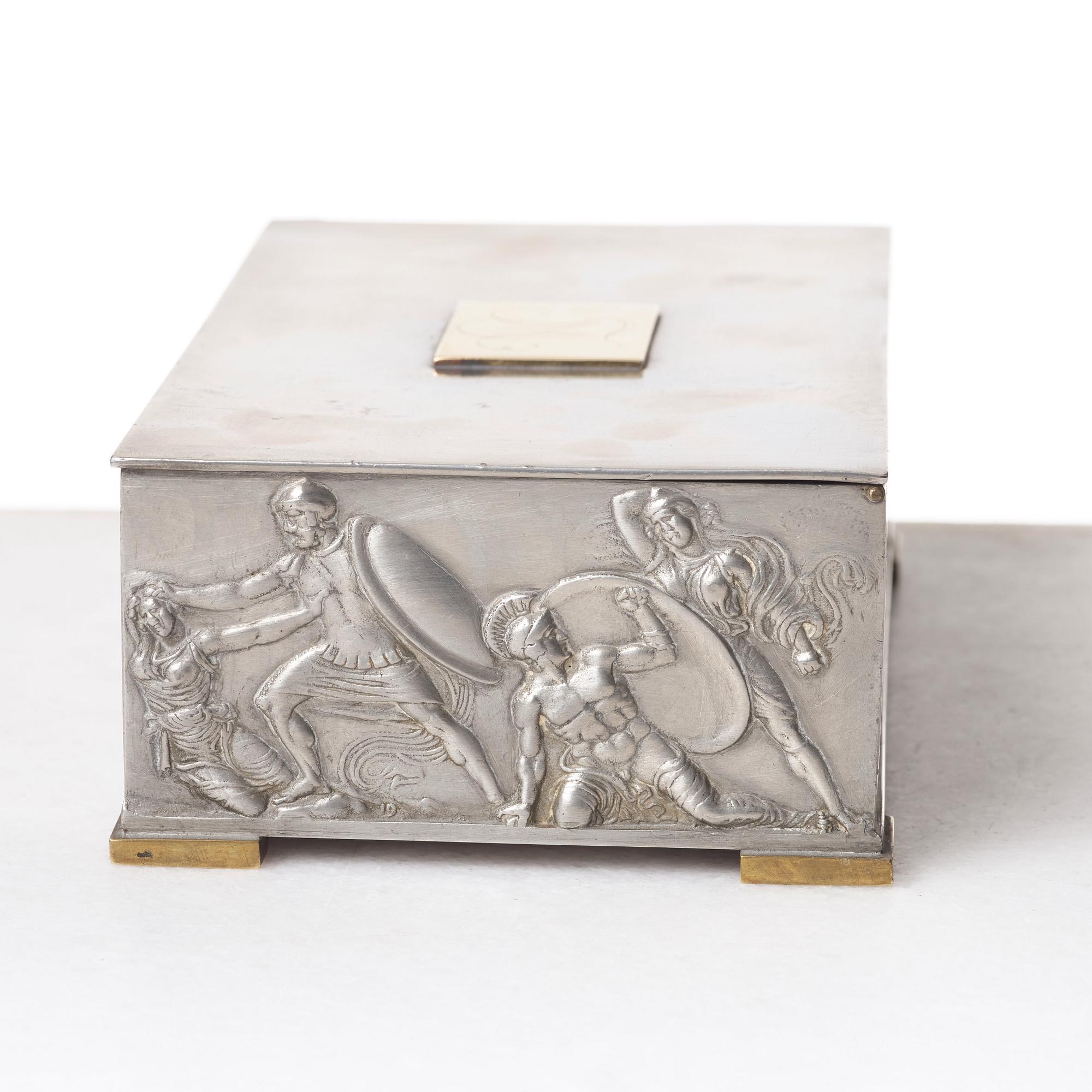 Herman Bergman's foundry, a pewter and brass box, Stockholm ca 1940.