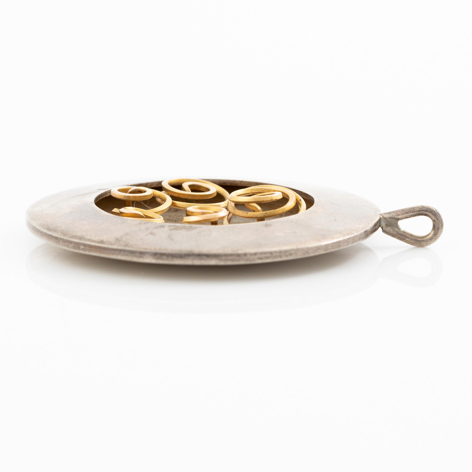 Karlheinz Sauer, pendant, silver and 14K gold.