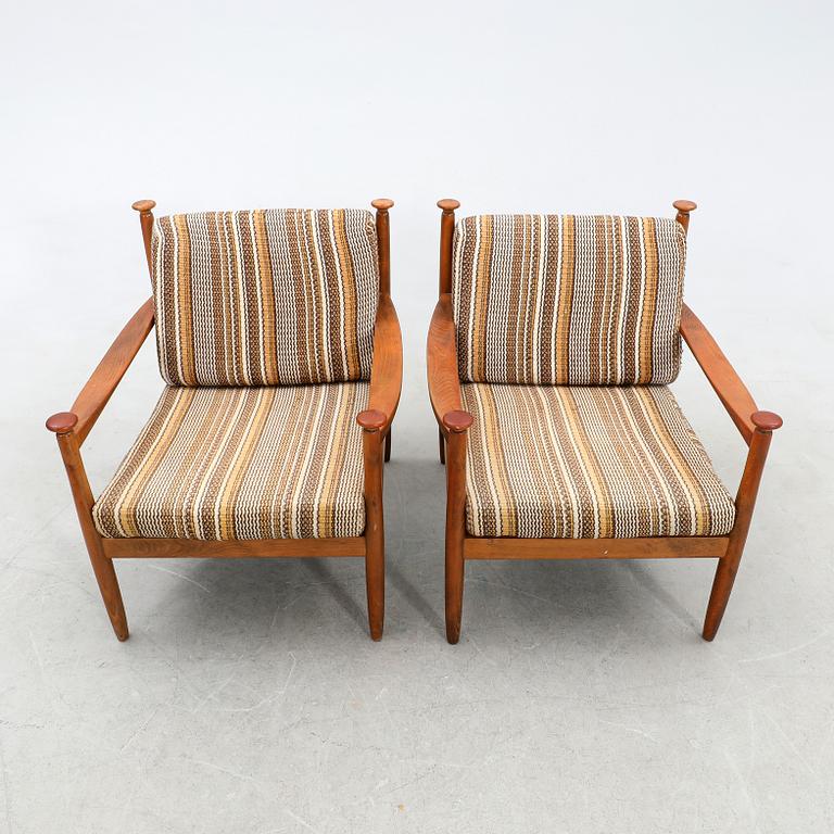 Armchairs, a pair, likely from Denmark, 1960s.