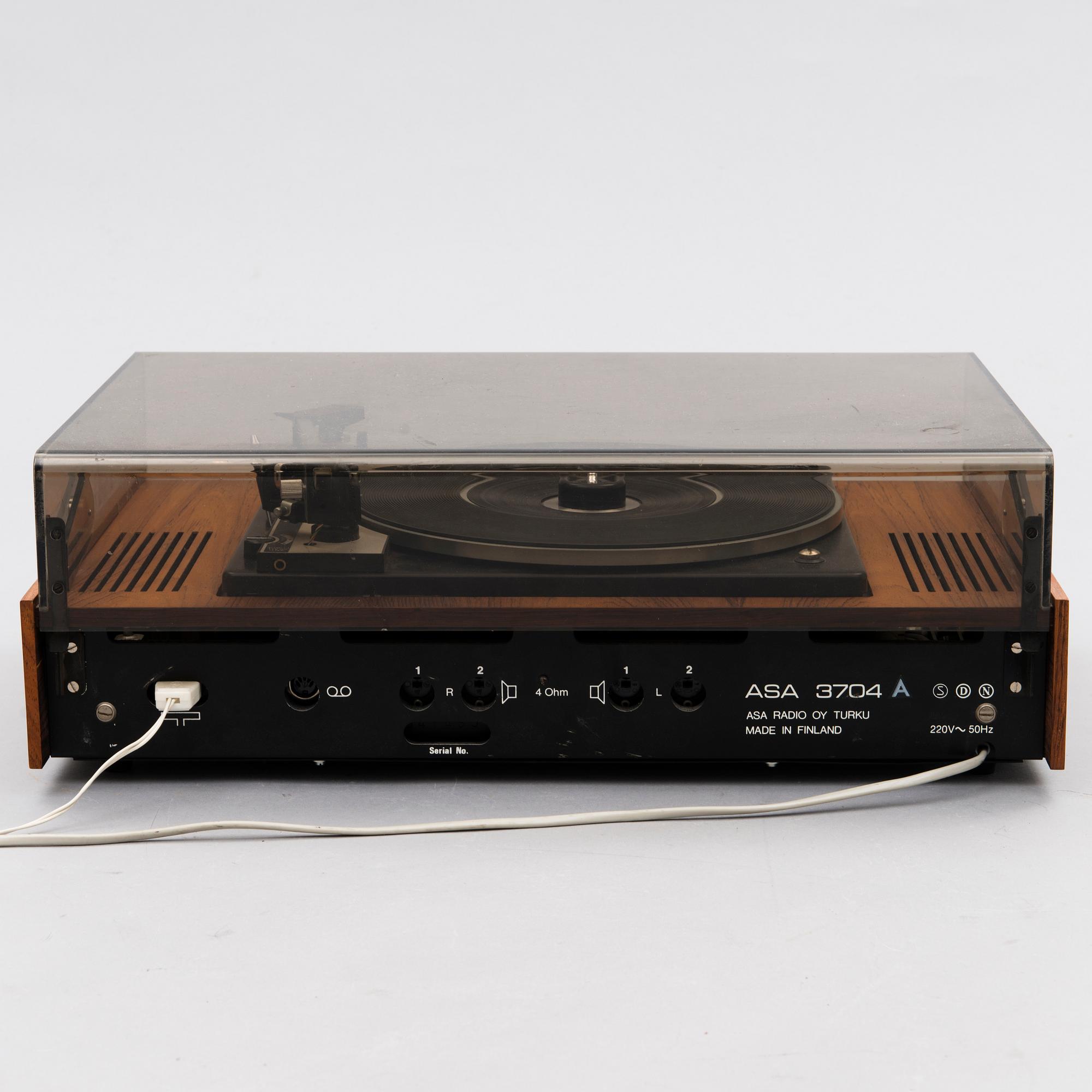 ASA 3704 HiFi Studiogram, Stereovahvistin, ULA-radio ja levysoitin, Turku 1970-luku.