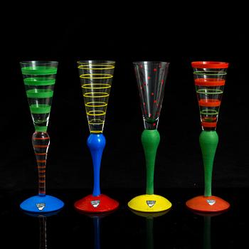 ANNE NILSSON, snapsglas, 8 st, "Clown", glas, Orrefors.
