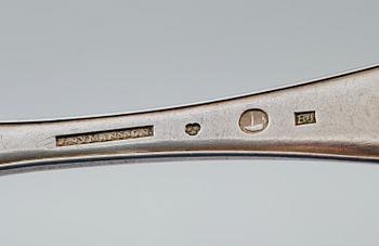 MATSKEDAR, 6 st samt TESKEDAR, 5 st, silver, Fredrik Nymansson, Kristinehamn 1834. Vikt ca 438 gram.