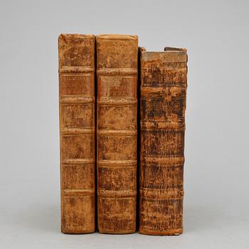 BOK, 3 st, "Swea Rikes Ecclesiastique Werk", Sven Wilkman, Skara, upplagor 1760, 81 samt 82.