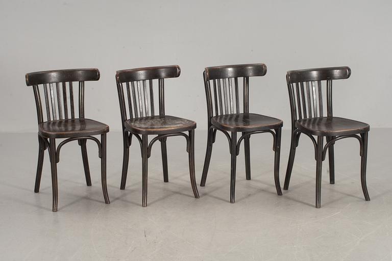 STOLAR, 4 st, Thonet, stansad märkning, 1900-talets mitt.