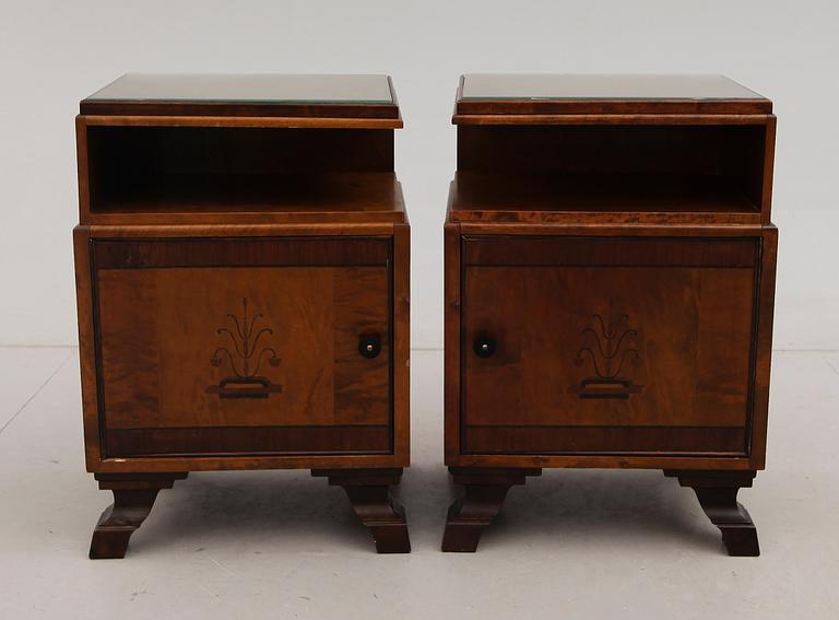 SÄNGBORD, 1 par, art déco, 1900-talets första hälft.