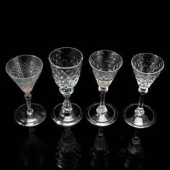 FOUR WINE GLASSES, late 18th century.