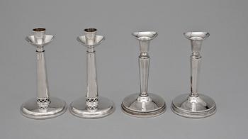 LJUSSTAKAR, 4 st, silver, bland annat Tenn och Silver, Västra Frölunda, 1969.