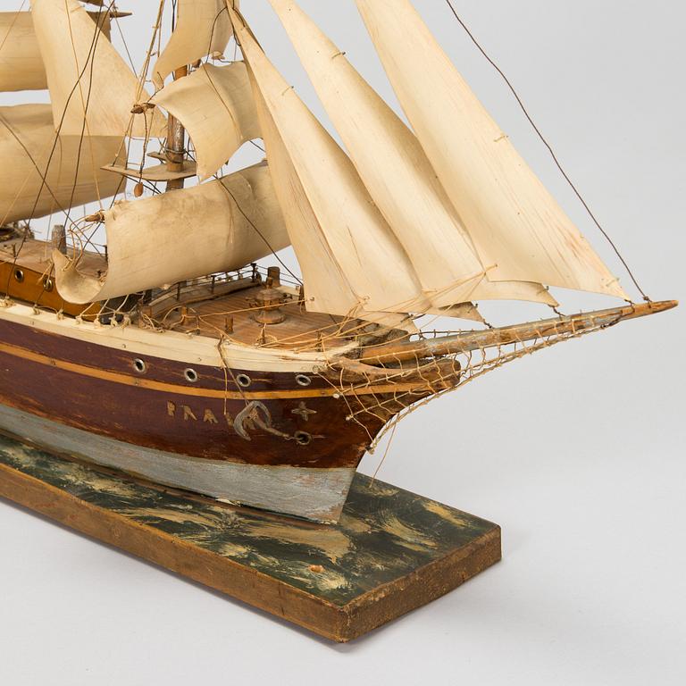 Model ship, four-masted barque "Pamir", early 20th century.