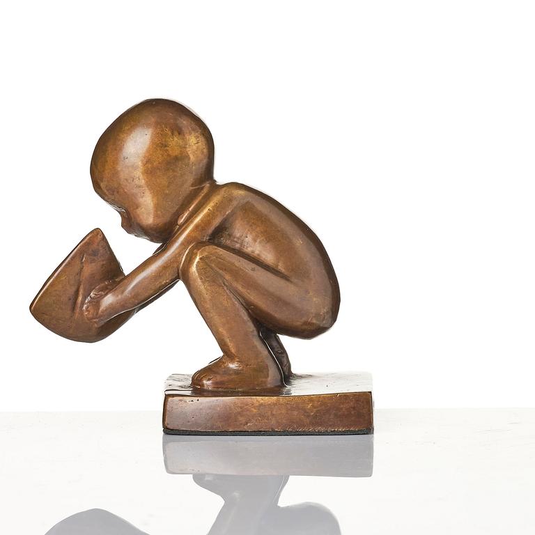 Lisa Larson, sculpture, bronze, "Storseglar'n", Scandia Present, ca. 1978, ed. 181/999, with original box and folder.