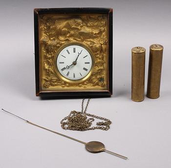 VÄGGPENDYL, gulmetall och furu, 1800-talets andra hälft.