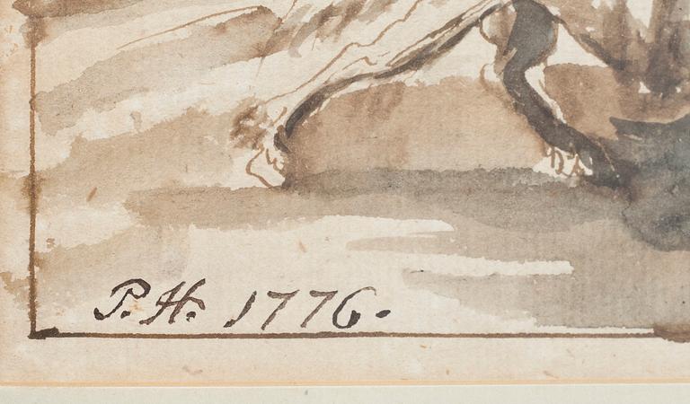 PEHR HÖRBERG, Tuschlavering, Sign  P.H. o dat 1776.