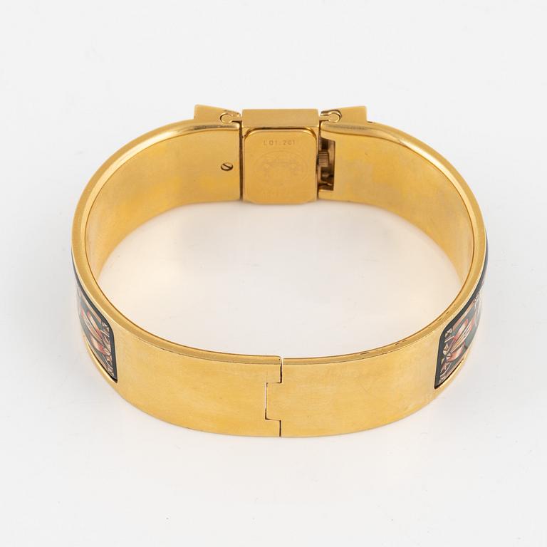 Hermès, A enamel and gold hardware 'Loquet watch'.