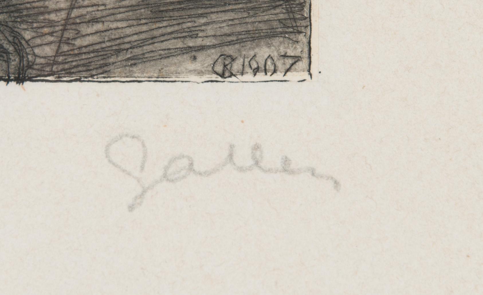 Akseli Gallen-Kallela, etsaus, laattasigneerattu ja -päivätty 1907, ja signeerattu lyijykynällä.