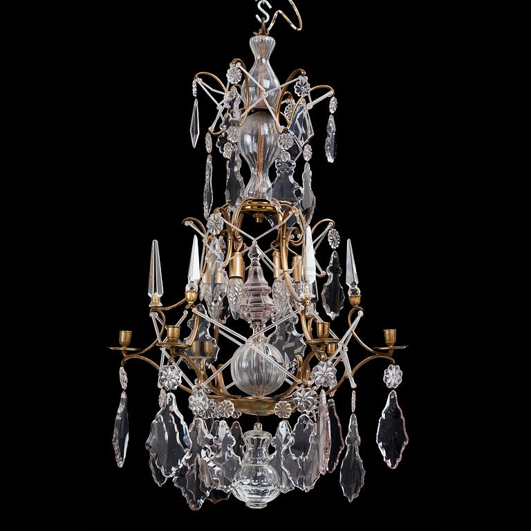 A Swedish Rococo 18th century six-light chandelier.