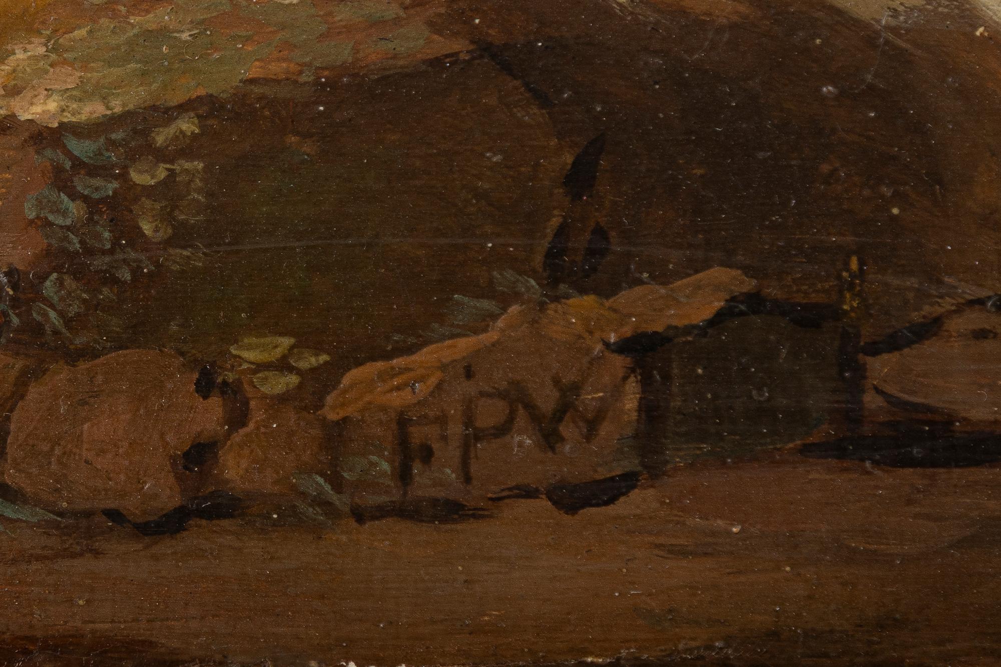 Unknown artist, circa 1800, Coastal landscape with figures, a pair.