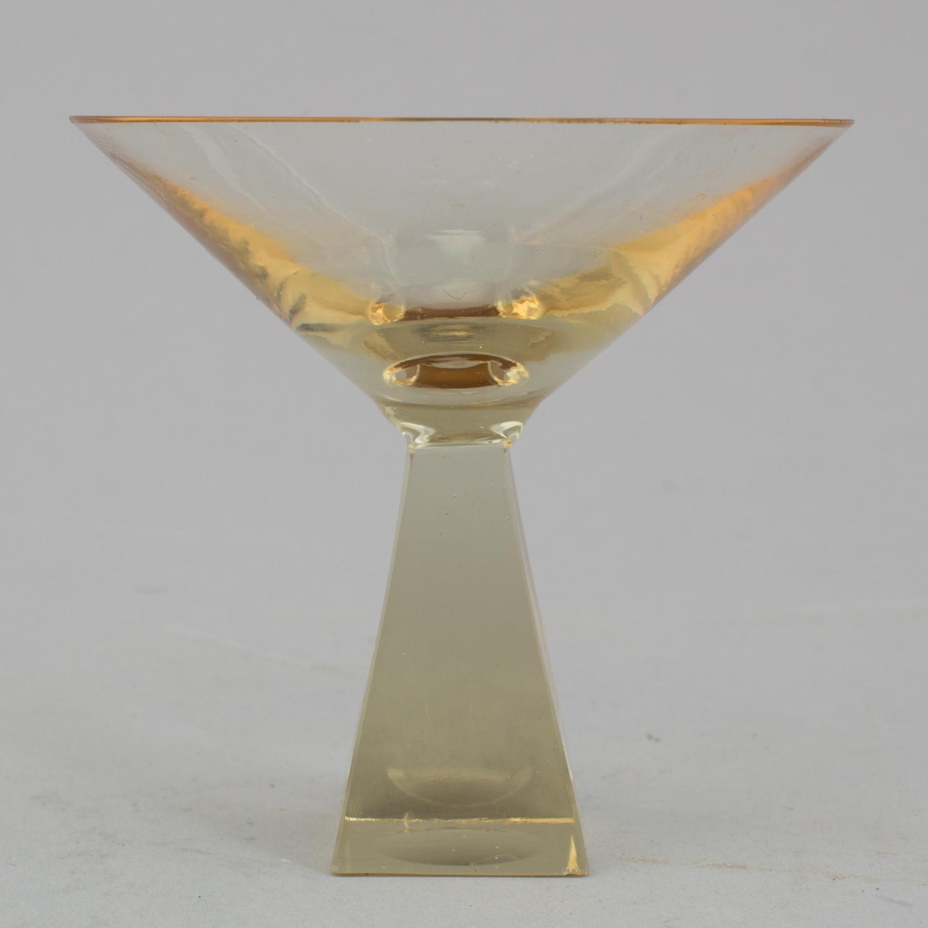 COCKTAILGLAS OCH KARAFF, 7 delar, glas, Trelleborg Glasbruk, 1900-talets mitt.
