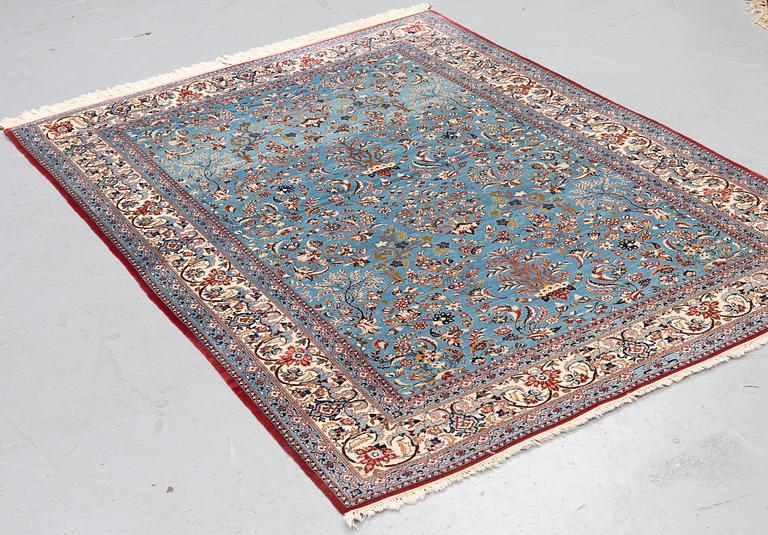 A rug, old Nain Tuteshk part silk, ca 223 x 156 cm.