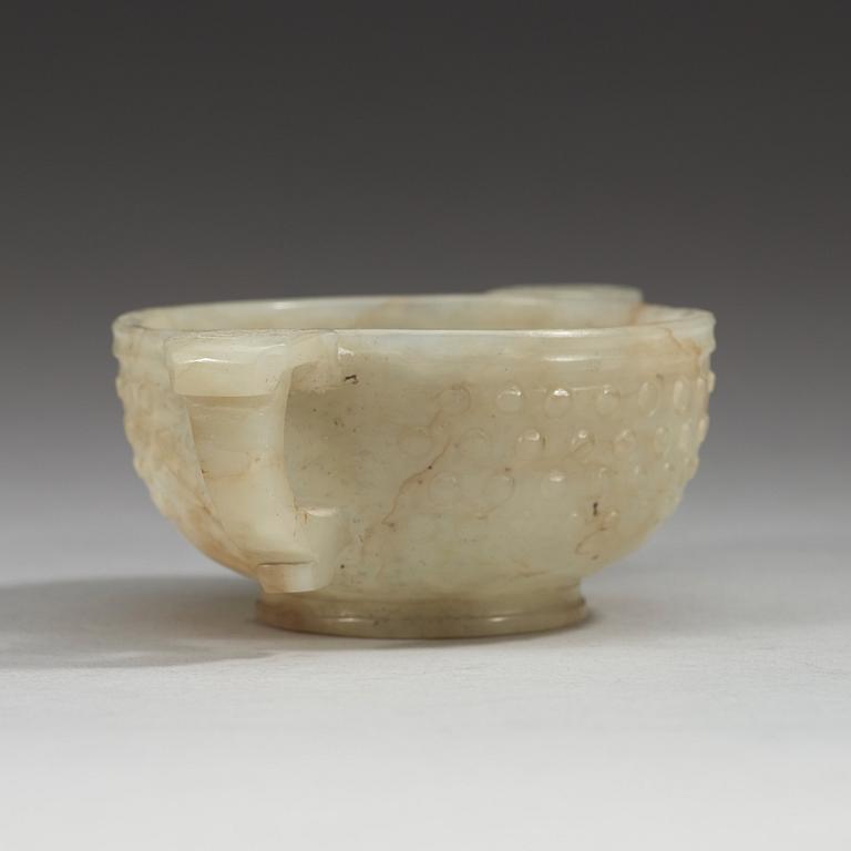 A nephrite libation cup, Qing dynasty (1644-1912).