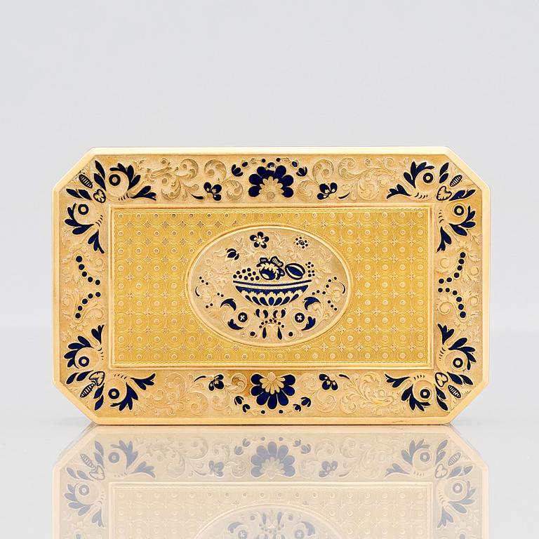 Dosa, guld och emalj, möjligen Schweiz, 1800-talets början, empire.