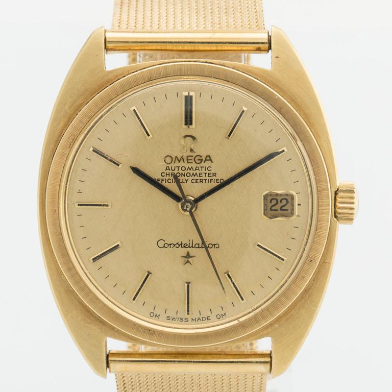 OMEGA CONSTELLATION, armbandsur, 18K guld, 35 mm, automatic, chronometer. Vikt c:a 84 g.