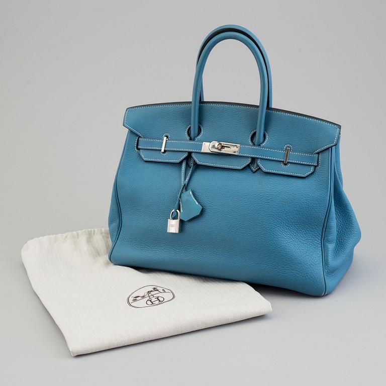 A "Birkin Bag" by Hermès, 35 Bleu.