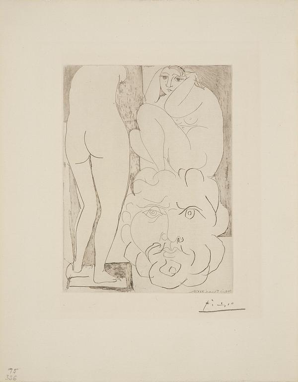 Pablo Picasso, "Femme songeuse et inquiète dans l'atelier de sculpture", from: "La Suite Vollard".