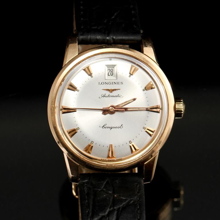 HERRARMBANDSUR, 18 k guld, "Conquest Heritage", Longines, 1900-talets slut, total vikt 52 g.