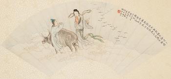 Two fan paintings by unknown artist, late Qing dynasty, circa 1900.