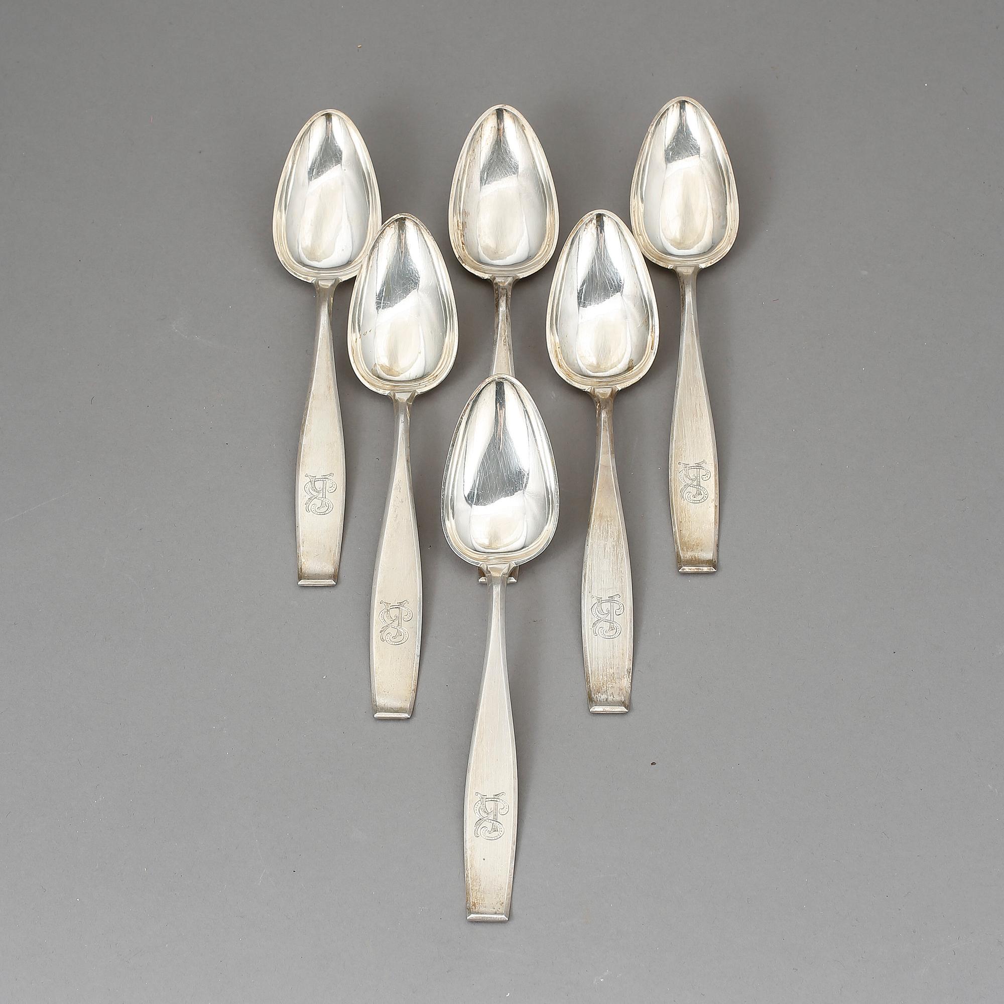 SKEDAR, 6 st, silver, Åbo/Turku, Finland, 1922. Vikt ca 320 g.