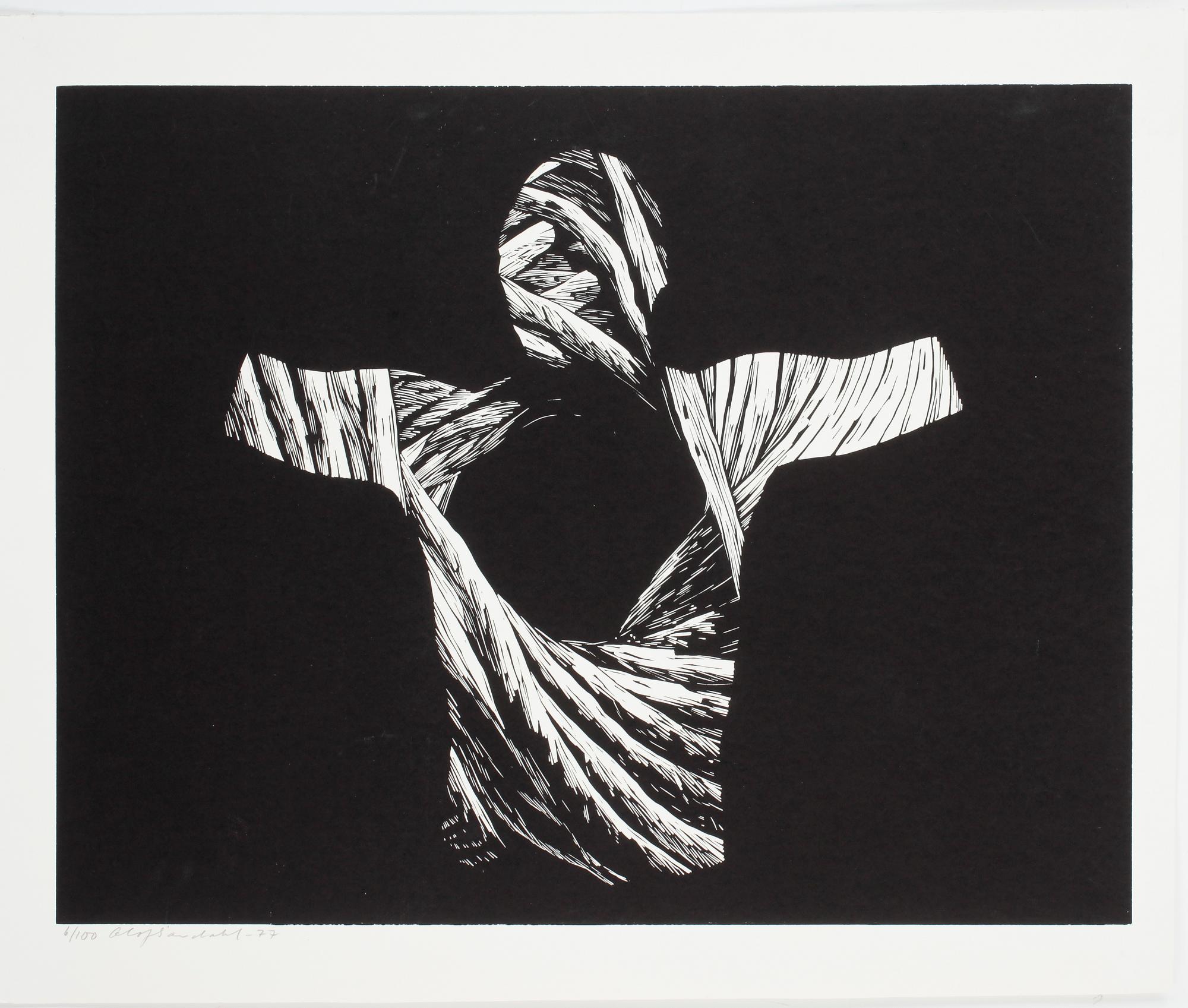 OLOF SANDAHL, 3 st, linoleumsnitt, sign o numr 5/150, 2/200, 6/100, dat -75/-74-77.