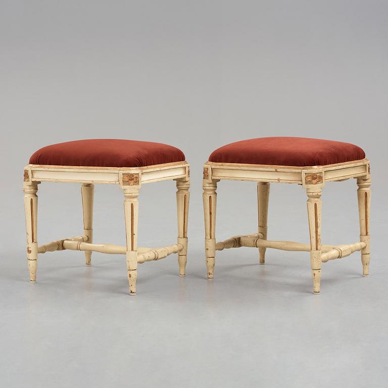 A pair of Gustavian stools, late 18th century.