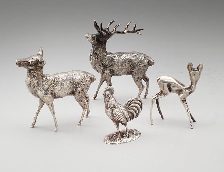 FIGURER, 4 st, silver, tre från Spanien, 1900-talets mitt. Vikt ca 620 gram.