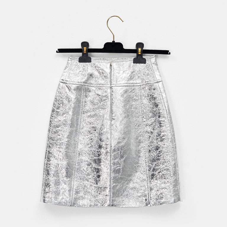 Chanel, skirt, metallic lamb leather, size 34.