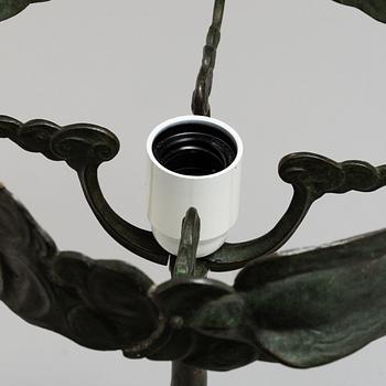 An early 20th century bronze table light by Herman Bergmans konstgjuteri Stockholm, Jugend.