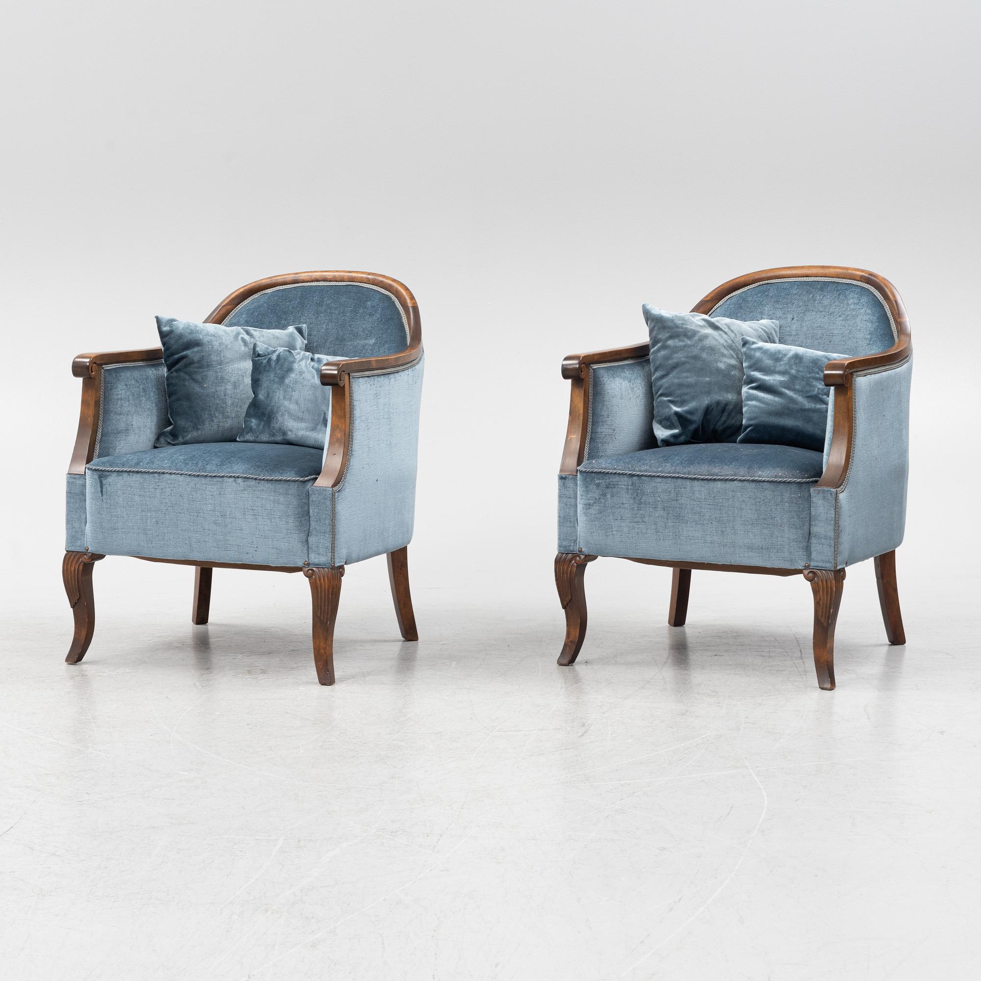 Fåtöljer, ett par, 1900-talets första hälft.