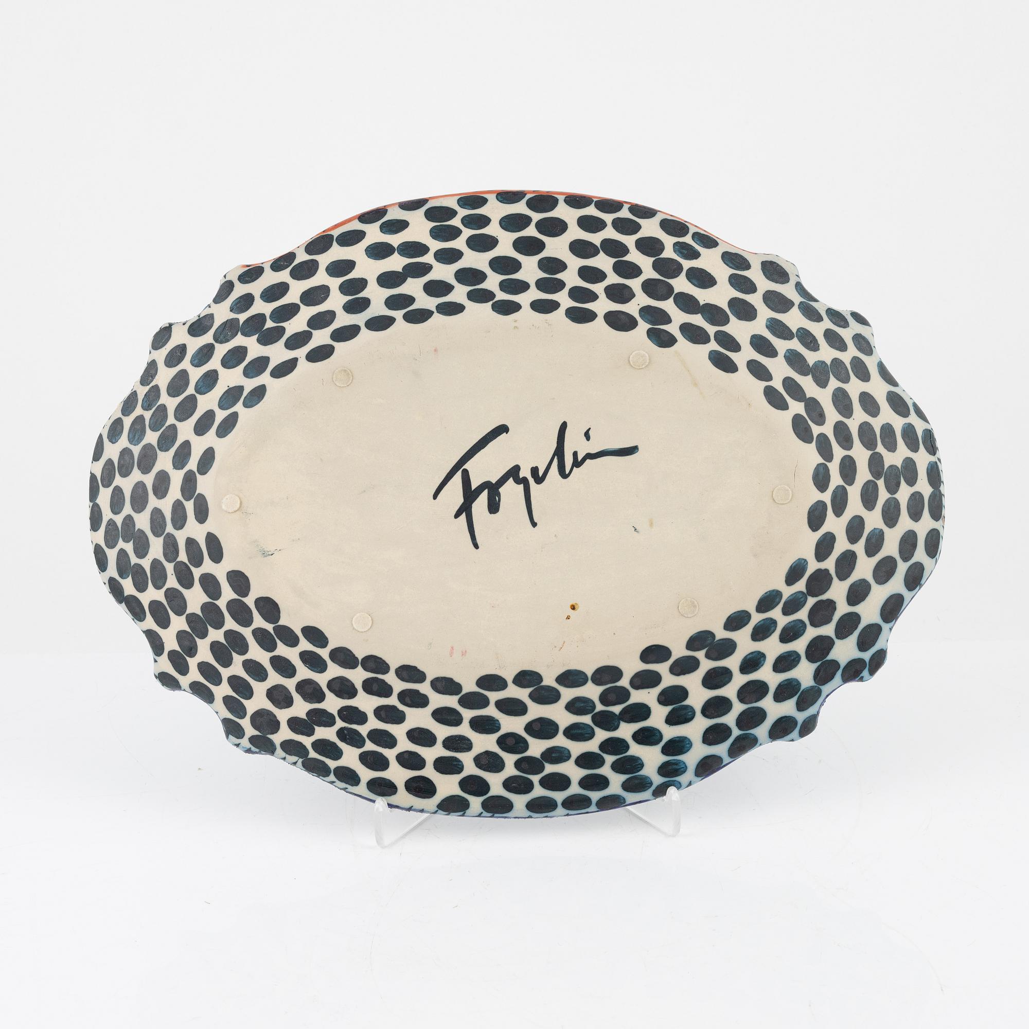 Herman Fogelin, a stonewear dish, signed.
