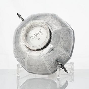 A Swedish Baroque parcel-gilt silver brandy-bowl, mark of Petter Lund, Nyköping 1703.
