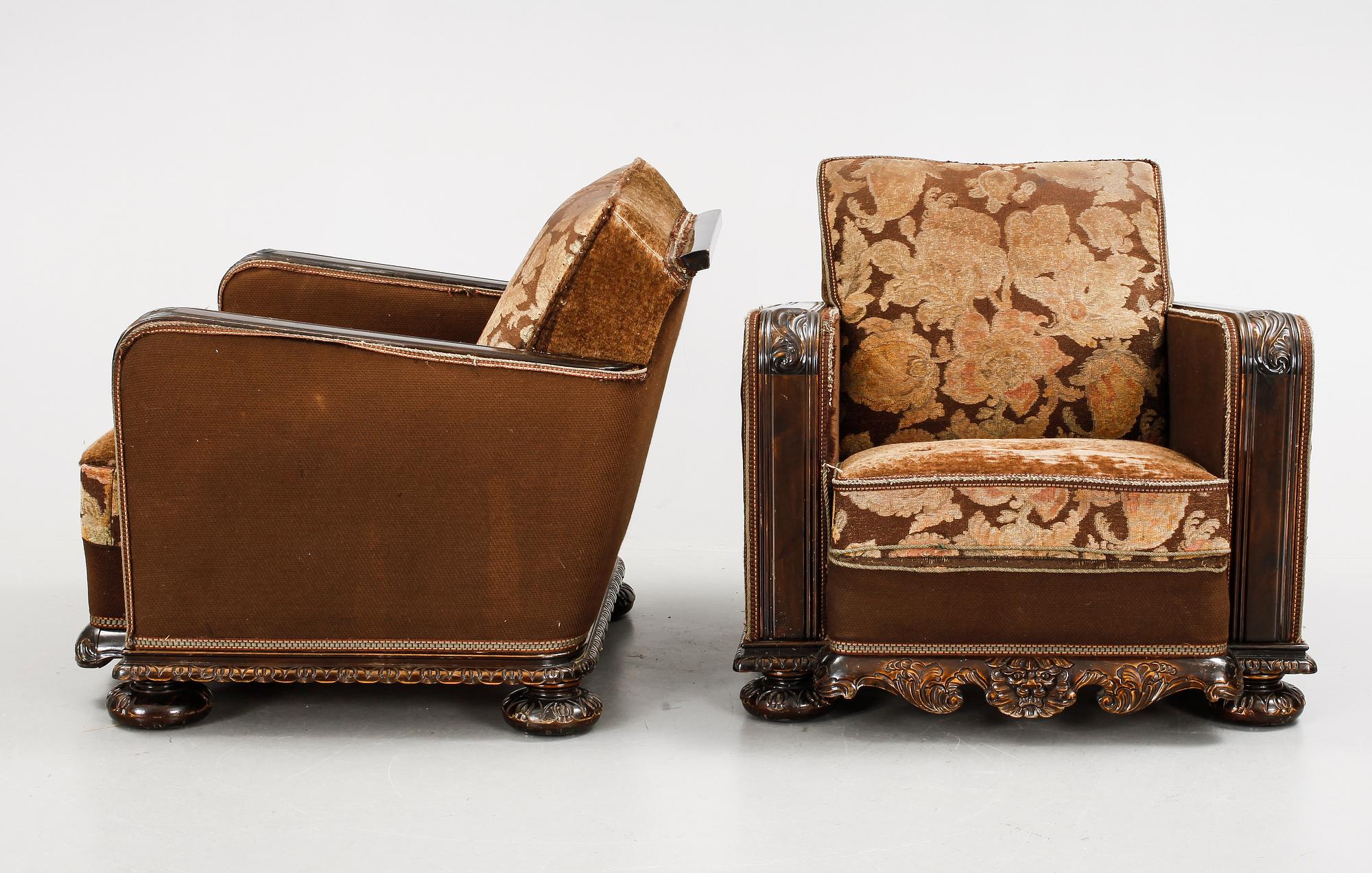 FÅTÖLJER, ett par, art déco, 1930/40-tal.