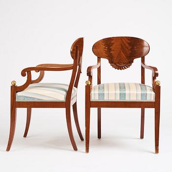 A pair of Swedish Empire armchairs, Stockholm, 1820s.