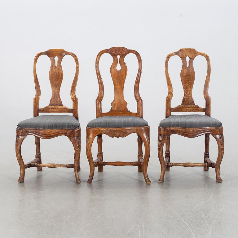 A set of six different rococo chairs.