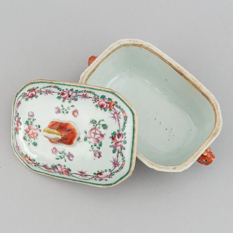 A famille rose butter tureen with cover, Qing dynasty, Qianlong (1736-95).