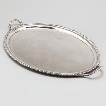 A silver tray from London, 1802.