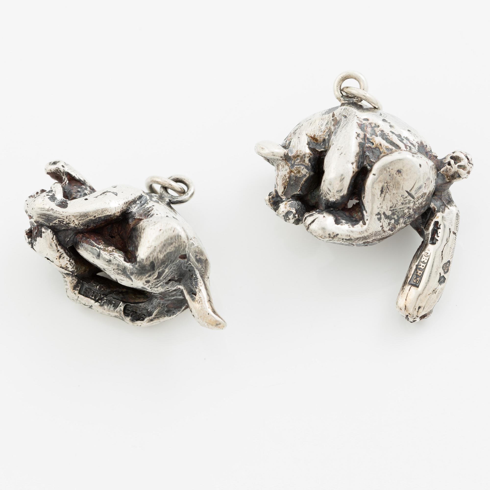 PA Lundahl-Terrs, figurines/pendants, eleven pieces, silver, in the form of animals.