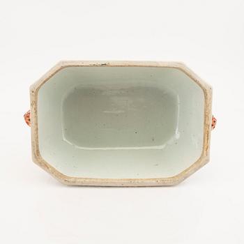 A Chinese famille rose tureen with cover and plate later part of the 18th century.