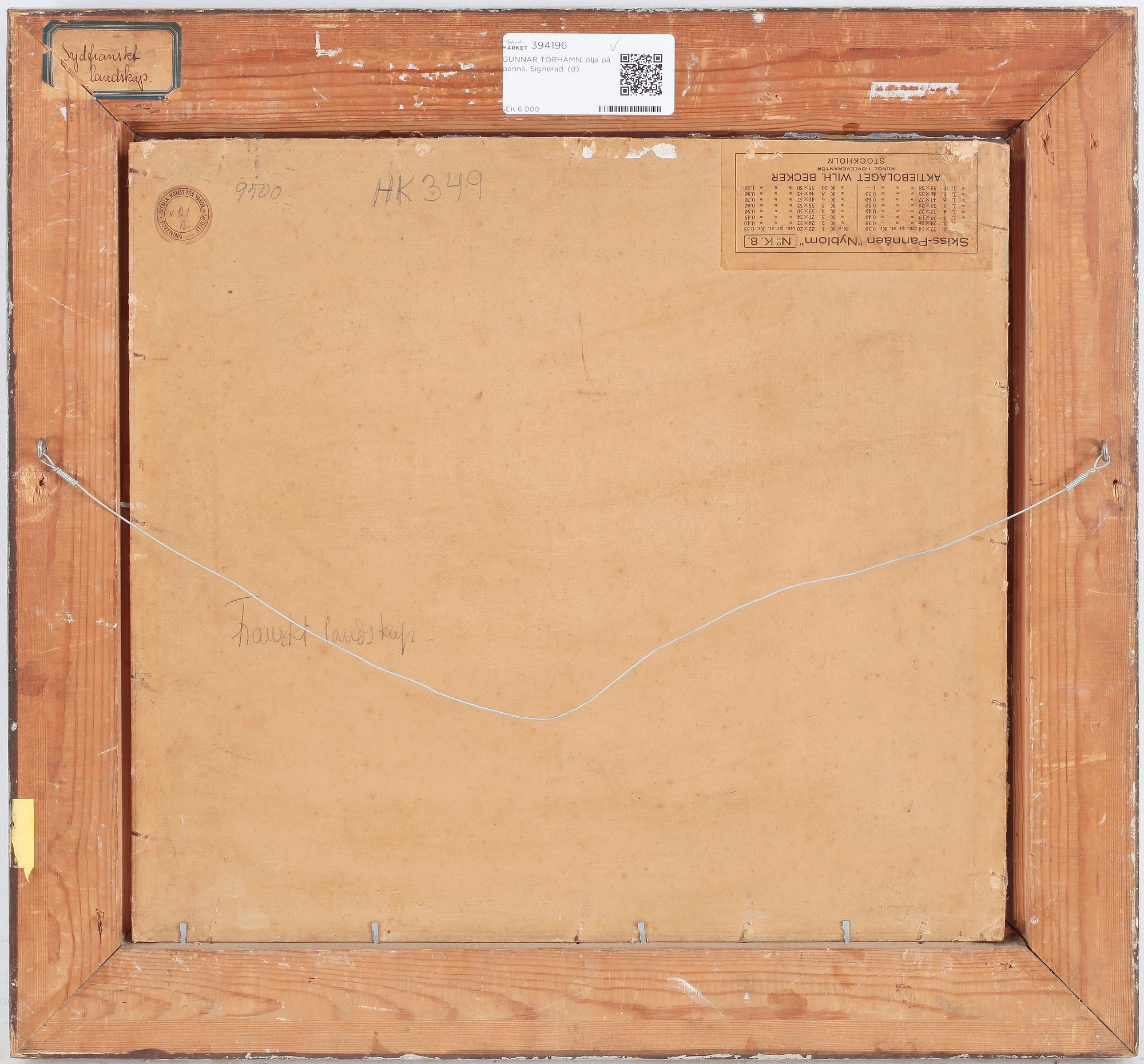 GUNNAR TORHAMN, olja på pannå. Signerad.