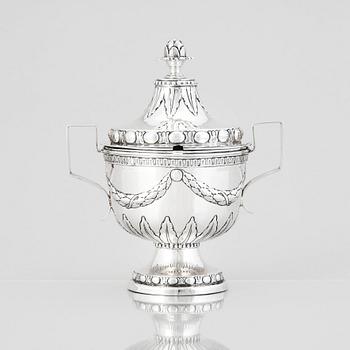 Lars Boye, sockerskål med lock, silver, Stockholm 1780. Gustaviansk.