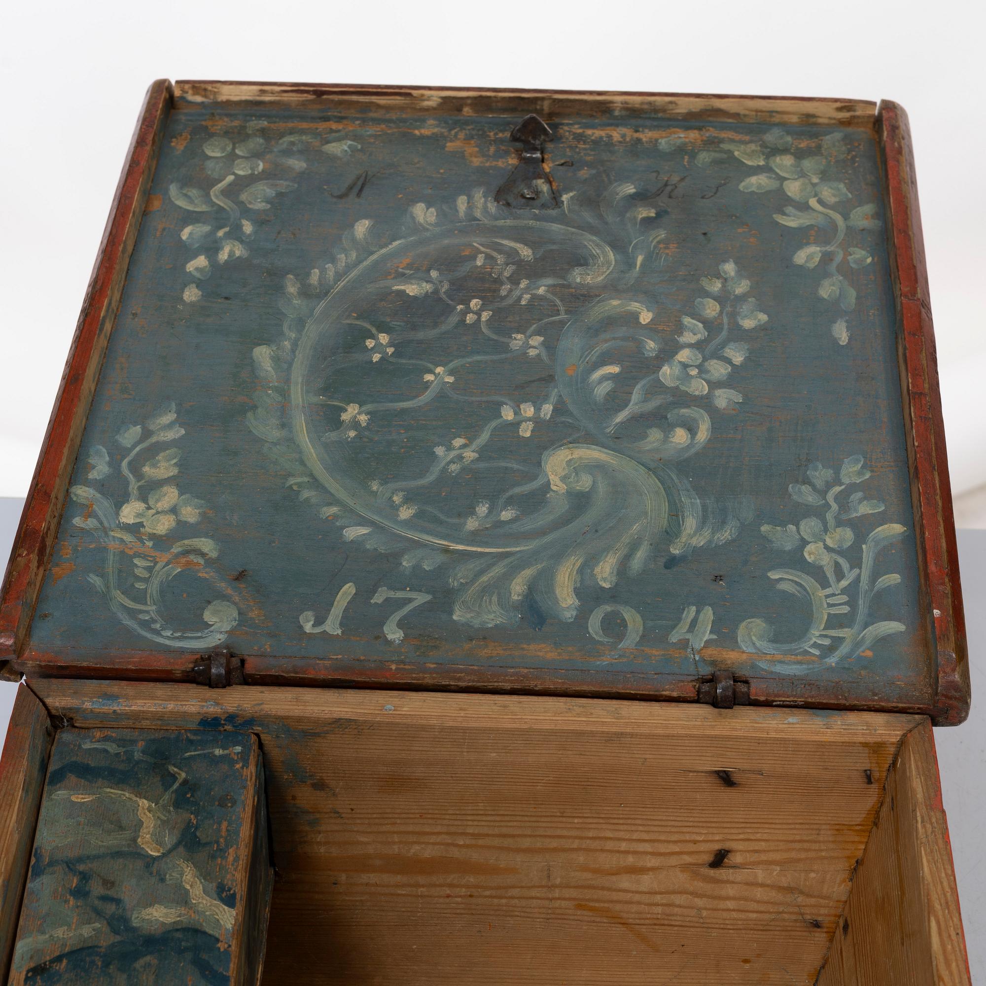 Skrin, allmoge, Jämtland. Märkt BHD och invändigt daterat 1794.