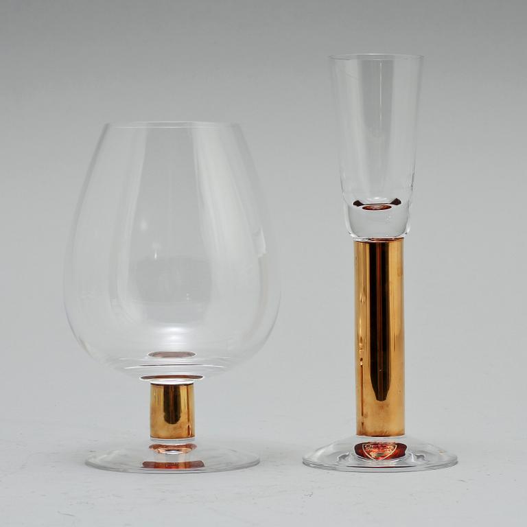 SERVISDELAR, 11 delar, glas, "Nobel", Gunnar Cyrén, Orrefors, modellen formgiven 1991.