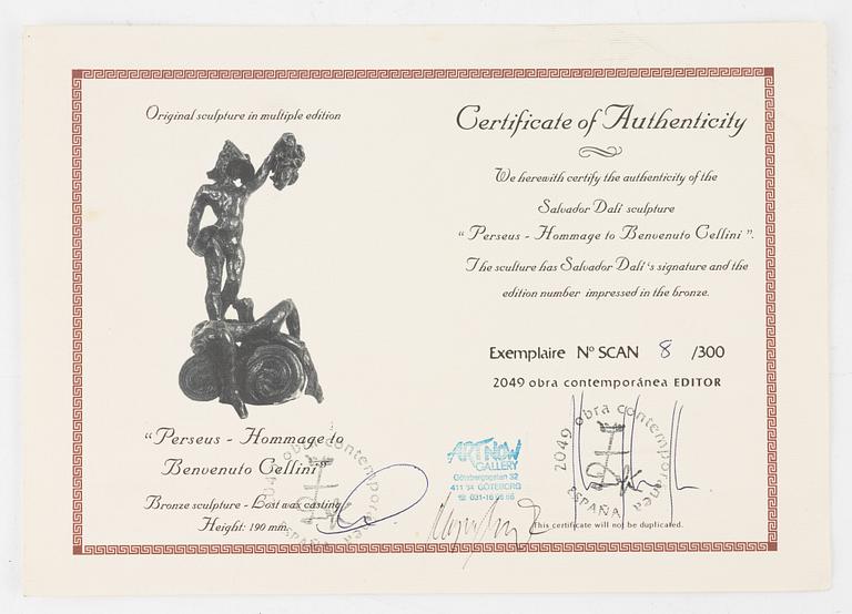 Salvador Dalí, sculpture, bronze, numbered SCAN 8/300, stamp signed Dali.